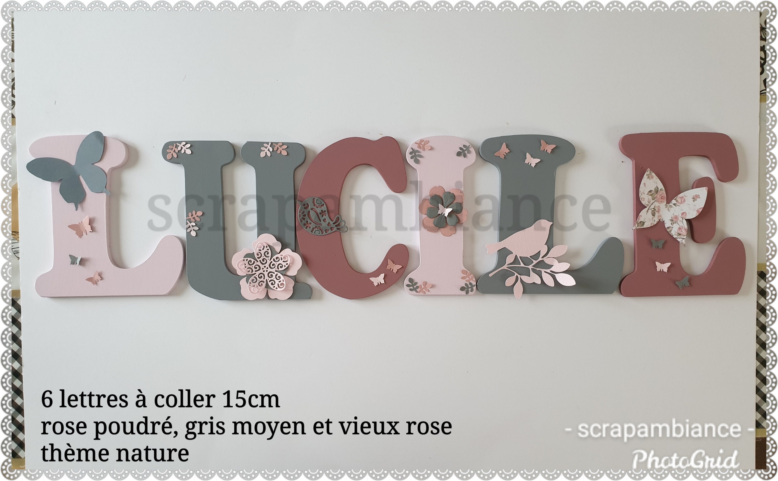 Lettre Prénom Bois /Lettre Chambre Bébé/ En/Décoration Lettre à Coller/ Theme Nature