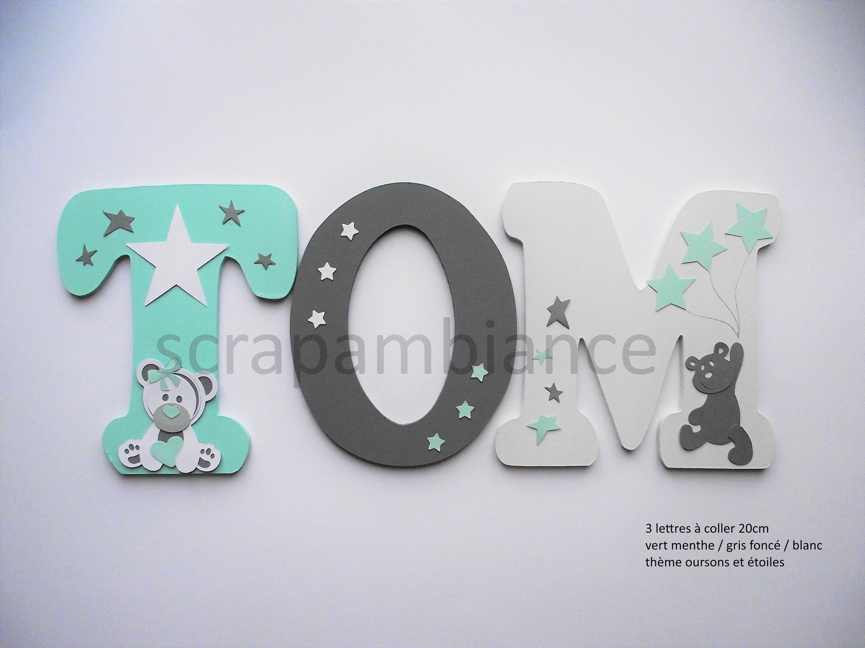 Lettre Prénom Bois/Décoration Chambre Enfant et Bébé en Lettre à Coller /Lettre Décorative Thème Éto