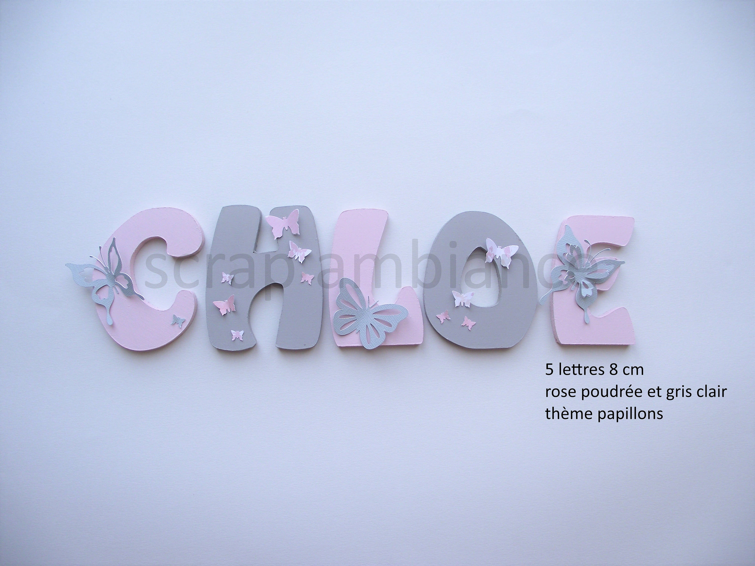 Lettre en Bois/Plaque de Porte Prénom à Coller Lettre Décorative Theme Papillons