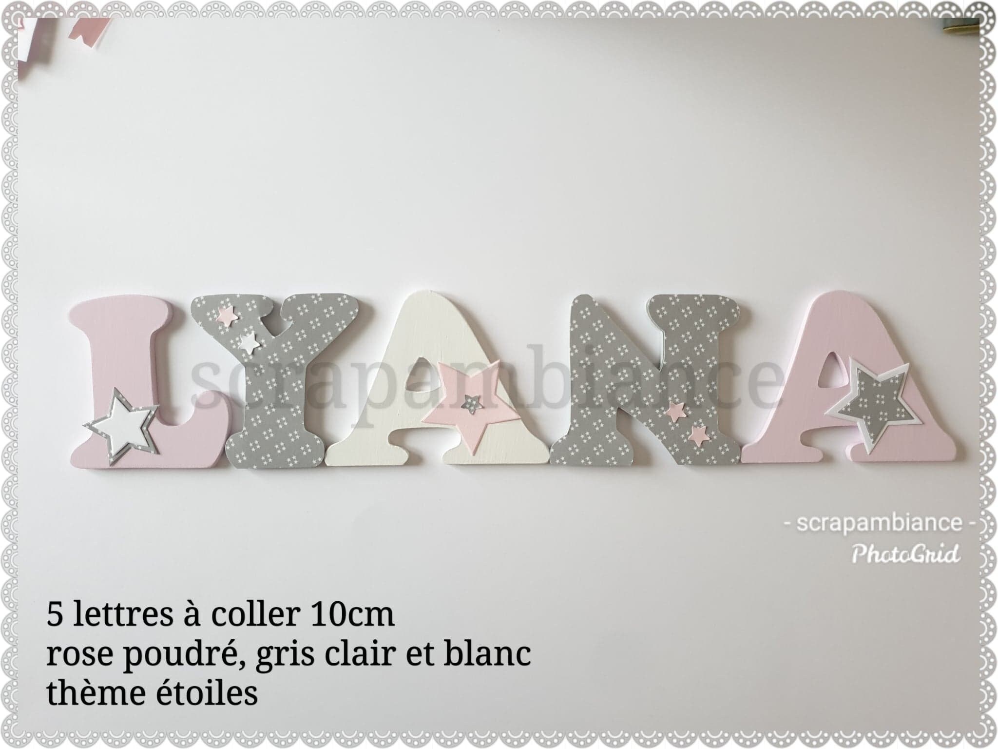 Lettre en Bois/Plaque de Porte Prénom à Coller Lettre Décorative Theme Étoiles