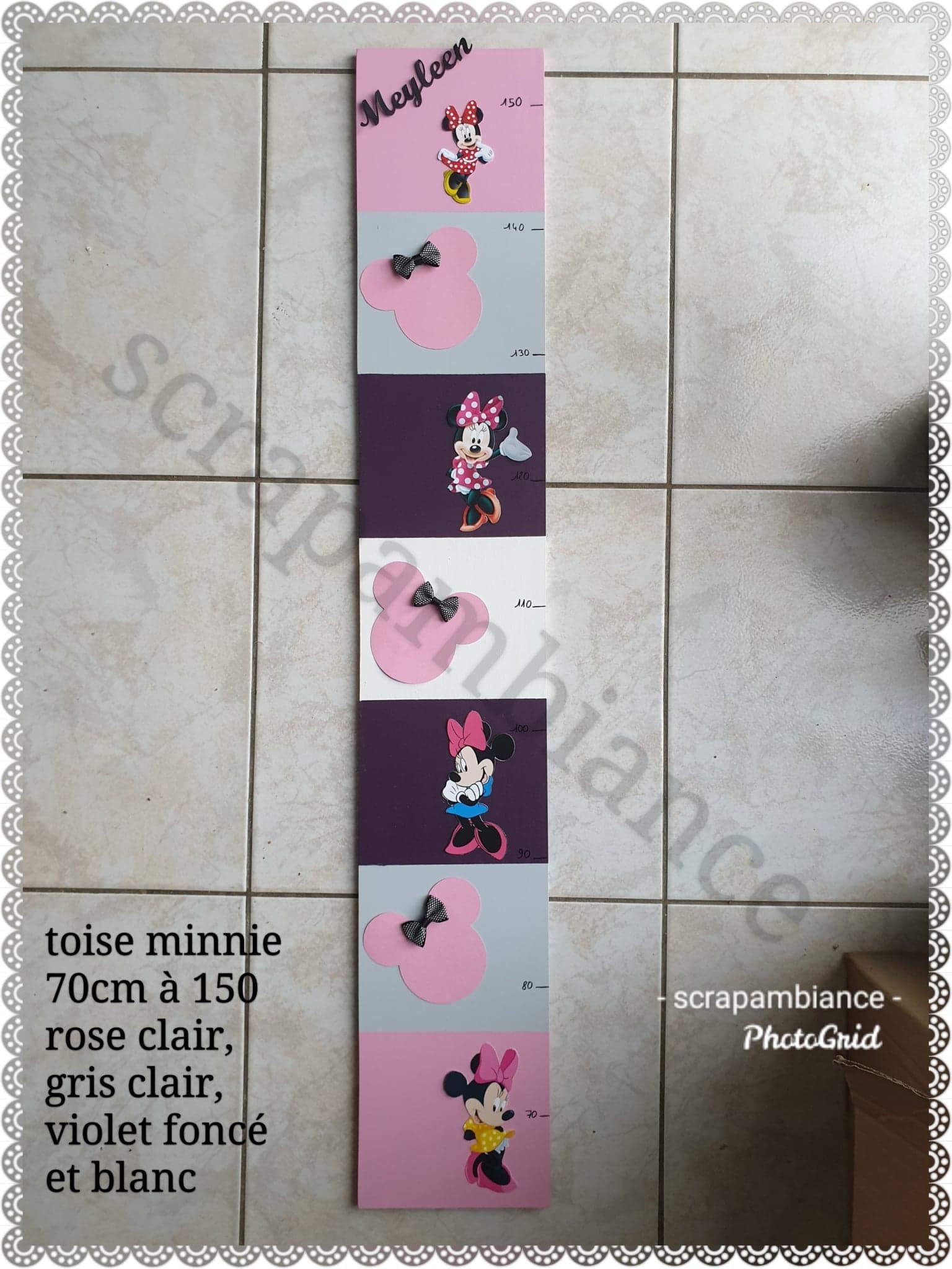 Toise en Bois, Toise Chambre Bébé , Personnalisé, Minnie