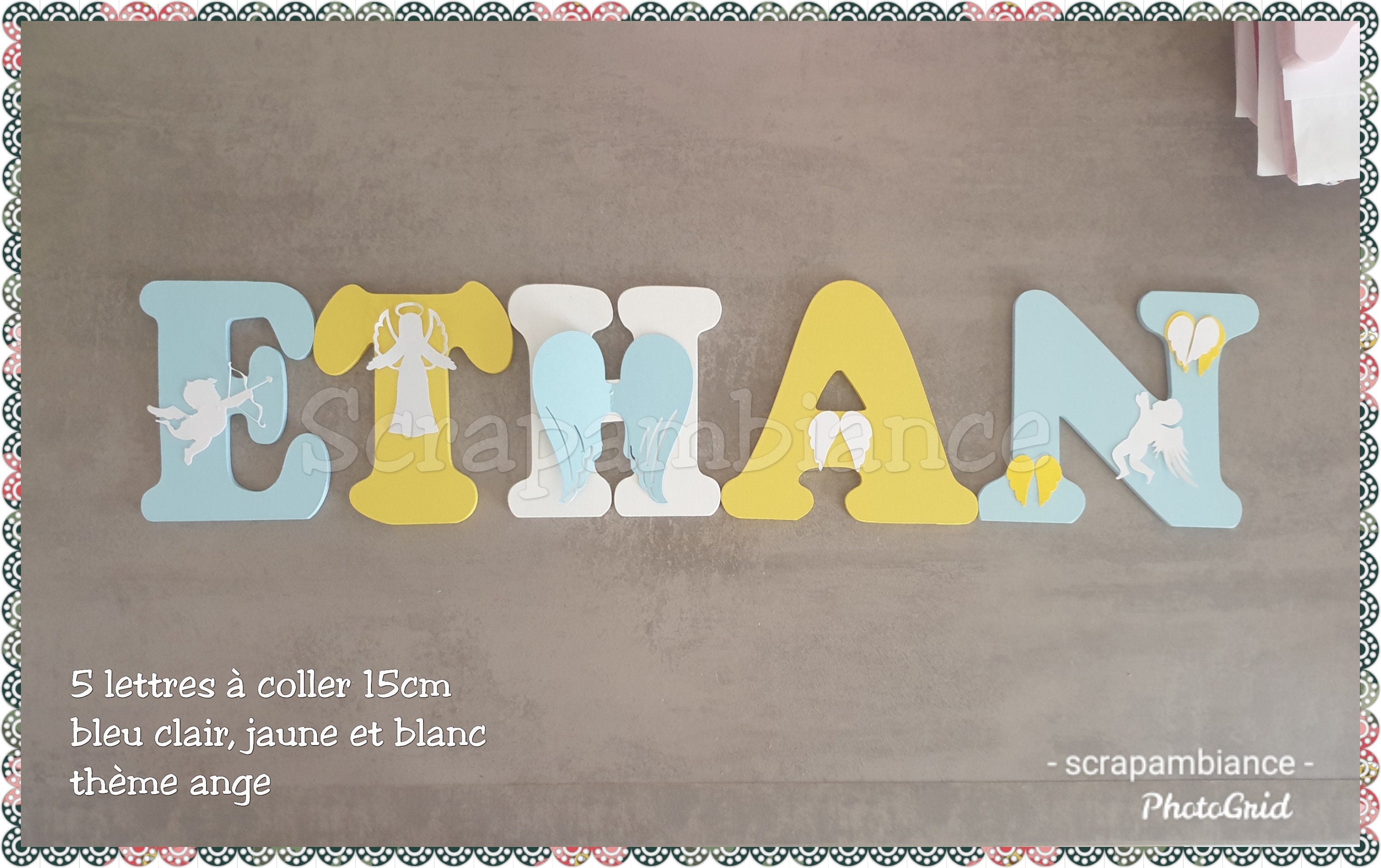 Lettre Prénom Bois, Lettre en Chambre Bébé, Décoration Chambre, Personnalisé Thème Ange