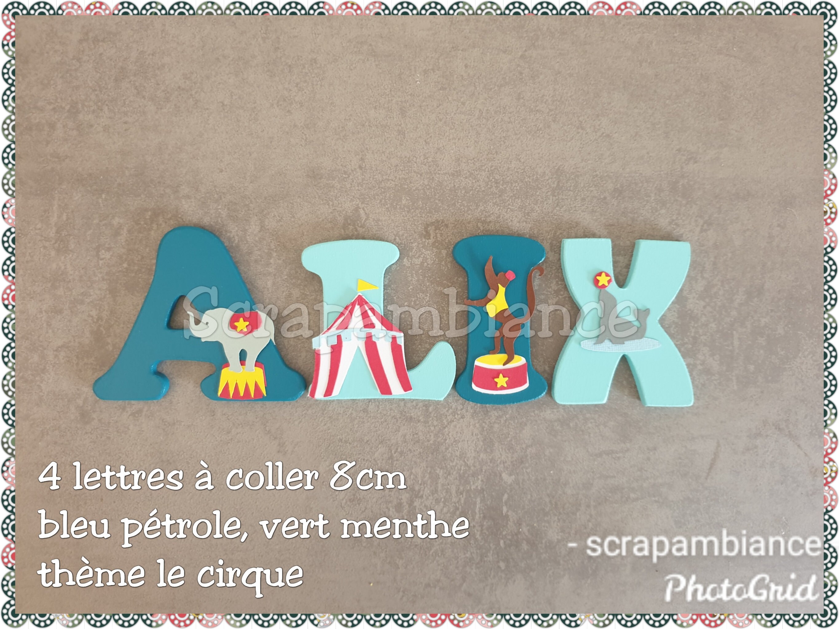 Prénom en Bois/Plaque de Porte Lettre Décorative Prénom Lettres Personnalisé Cirque