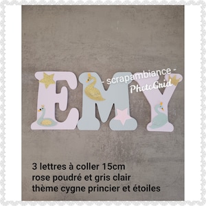 carta de madera, nombre de madera personalizado, nombre para pegar, carta para pegar, carta decorativa, regalo de nacimiento TEMA cisne principesco