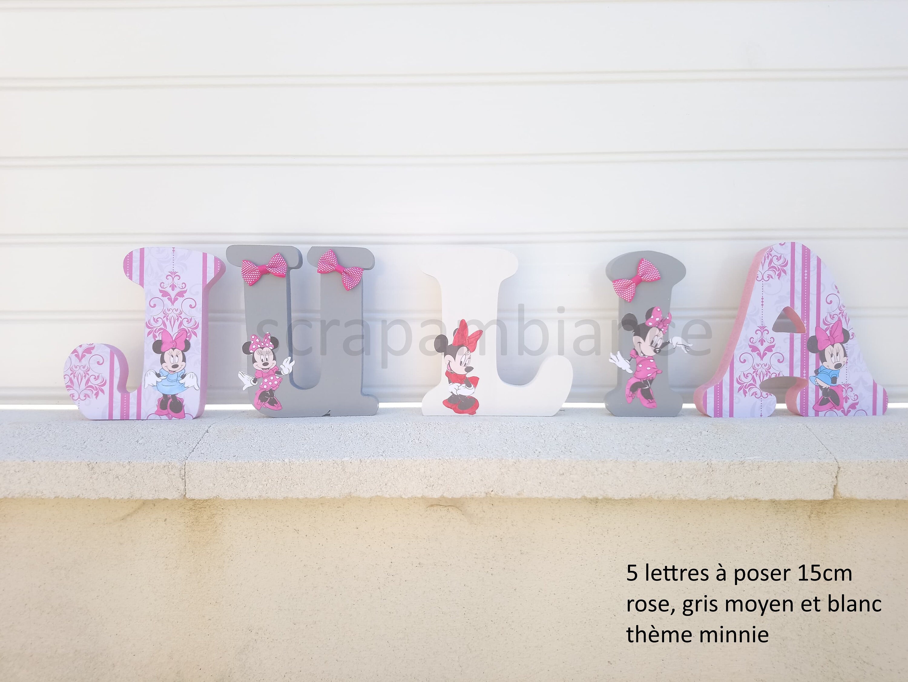 Lettre Prénom Bois, Lettre Décoration Bébé, en à Poser, Lettres Décoratives Personnalisé Thème Minni