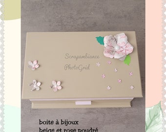 boîte à bijoux personnalisé pour petite fille, coffre de rangement à  bijoux, coffret de rangement bijoux, 28x17cm thème charlotte et rose  couleur rose