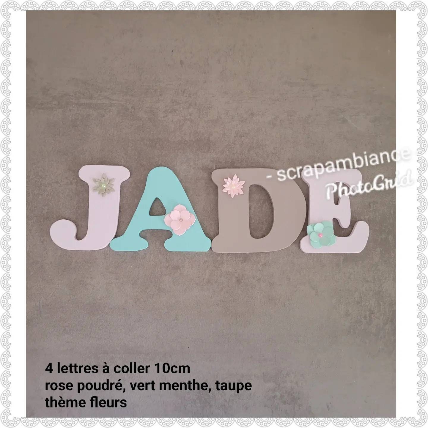 Lettre en Bois/Lettre Prénom Plaque de Porte à Coller Décorative Theme Fleurs