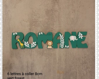 wooden first name letter, baby room letter, bedroom decoration letter, personalized wooden first name jungle theme