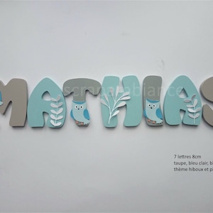 carta de nombre de madera / nombre personalizado / carta de bebé / placa de puerta / regalo de nacimiento BÚHOS Y PLANTAS