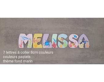 wooden first name letter / baby room letter / baby door plaque / letter to stick / THEME marine animals, the sea, seabed