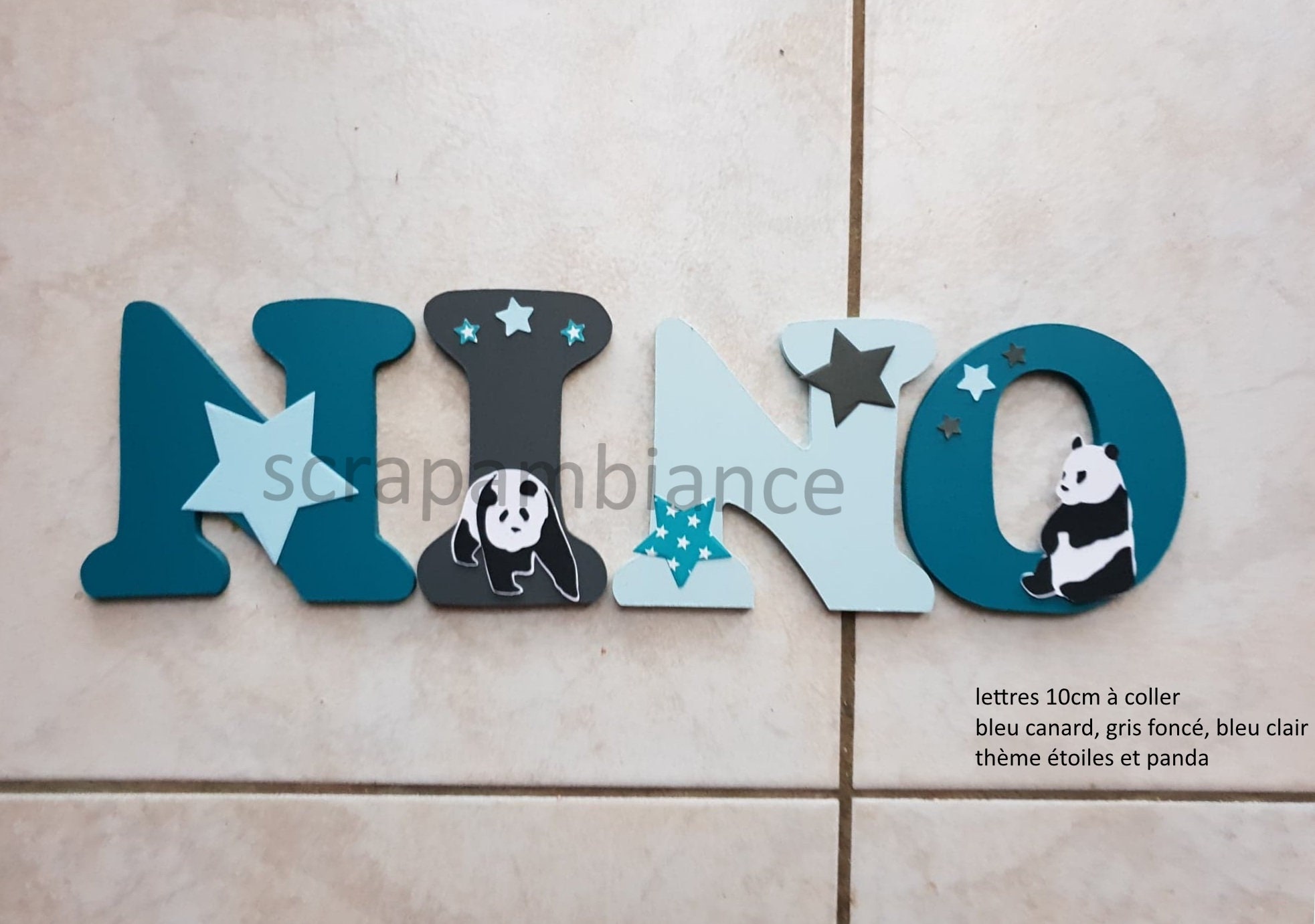 Lettre Prénom Bois/Décoration Chambre Enfant et Bébé en Lettre à Coller /Lettre Décorative Thème Pan