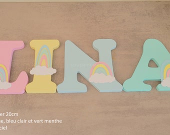 wooden name letter, letter decoration room, personalized, wooden first name, wooden letter, KOALA  and STARS theme