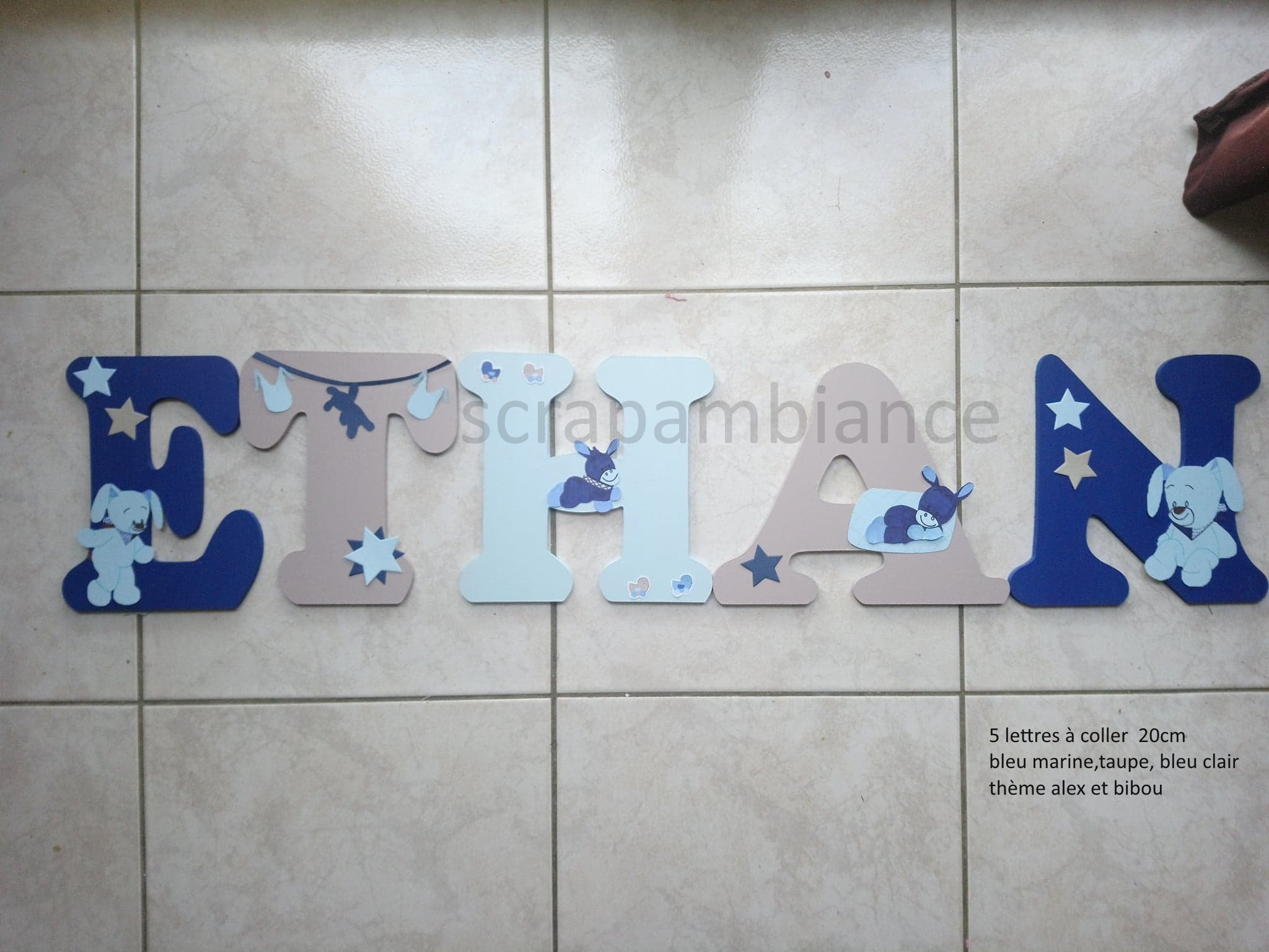 Lettre Prénom Bois, Lettre Chambre Bébé, Décoration Chambre, en Personnalisé Thème Alex et Bibou
