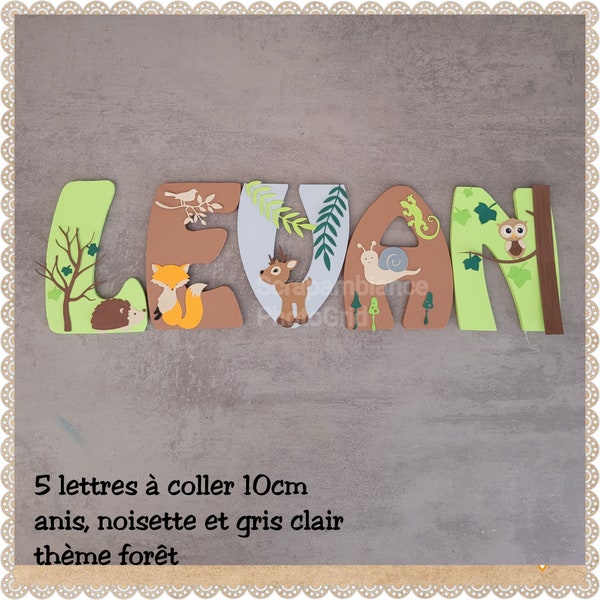 lettre prénom bois / décoration chambre bébé / lettre bébé / prénom personnalisé / lettre à coller/ cadeau naissance THEME forêt