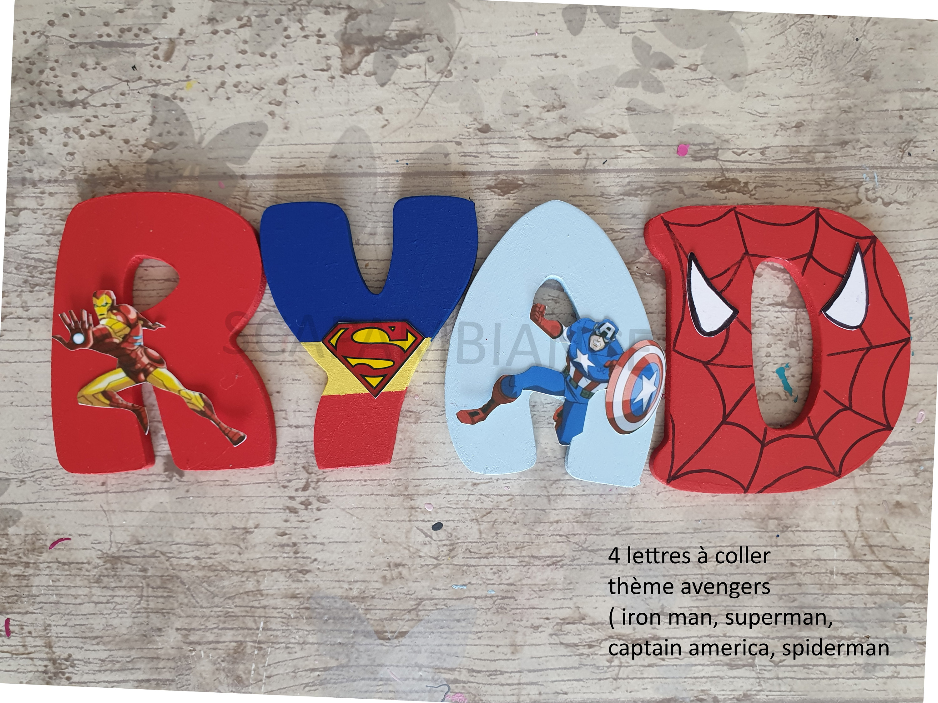 Lettre Prénom Bois/Décoration Chambre Bébé Plaque de Porte à Coller en /Lettre Décorative Thème Aven