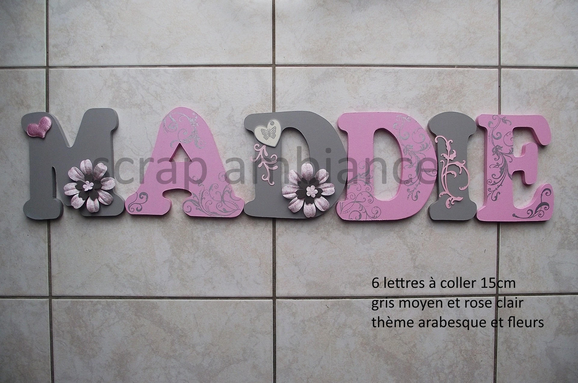 Lettre en Bois/Prénom Plaque de Porte Grande Lettre Lettres Personnalisé Arabesque et Fleurs