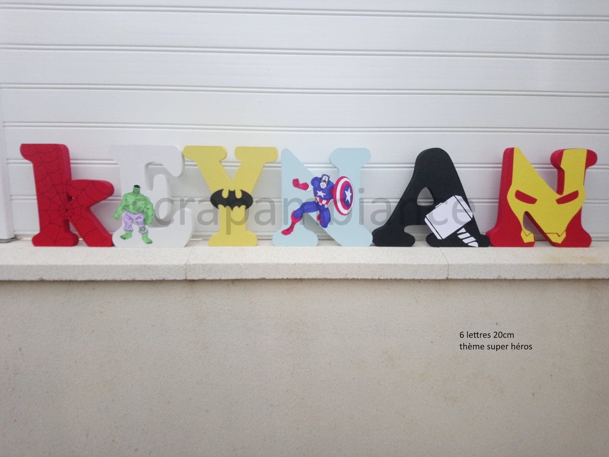 Lettre en Bois, Prénom Lettre Décoration Chambre, à Poser, Décoratives Personnalisé Thème Super Héro