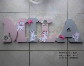 wooden letter or first name, letter to put down, first name to put down, personalized decorative letters Mary of the Aristocats theme