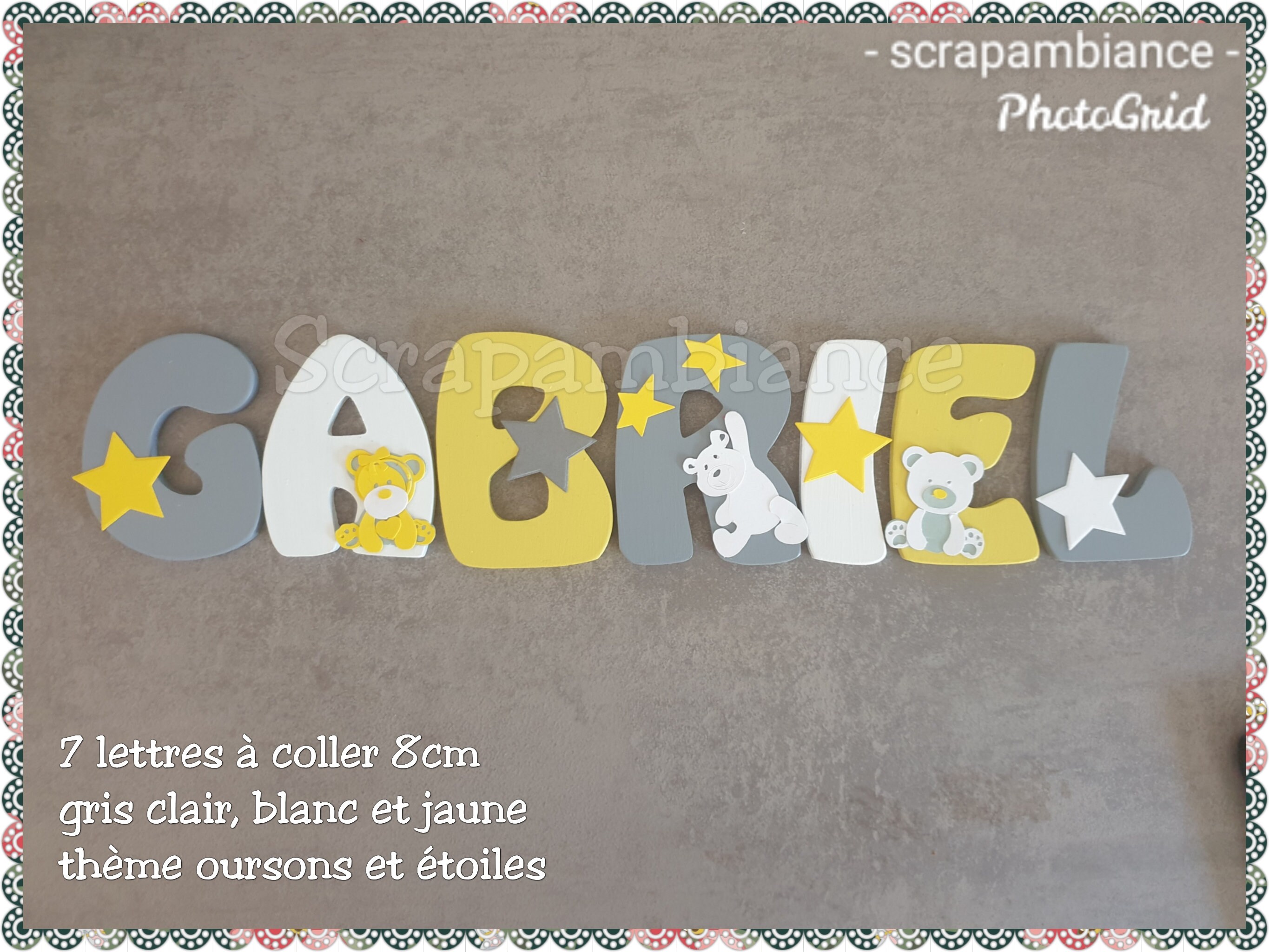 Lettre Prénom Bois /Lettre Chambre Bébé/Personnalisées en Bois/Décoration Bébé/ Lettre à Coller/ The