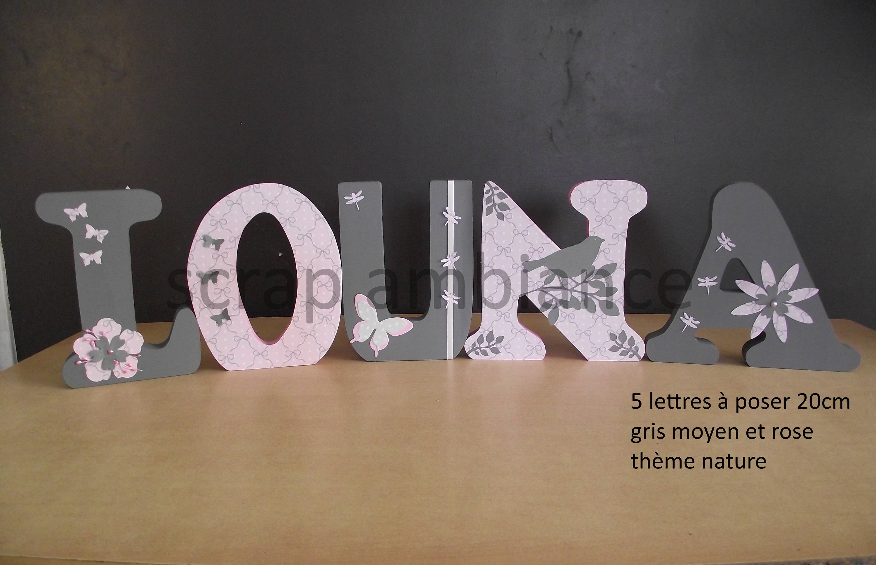 Lettre en Bois, Prénom Lettre à Poser, Poser Personnalisé, Cadeau de Naissance Personnaliséthème Nat