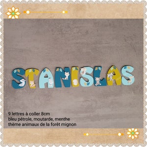 carta de nombre de madera, decoración de la habitación del bebé, carta de la habitación del bebé, nombre personalizado, carta para pegar, TEMA del bosque