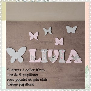 carta de nombre de madera, nombre para pegar, nombre de madera, carta de bebé, nombre personalizado, placa de puerta, carta para pegar, mariposa TEMA