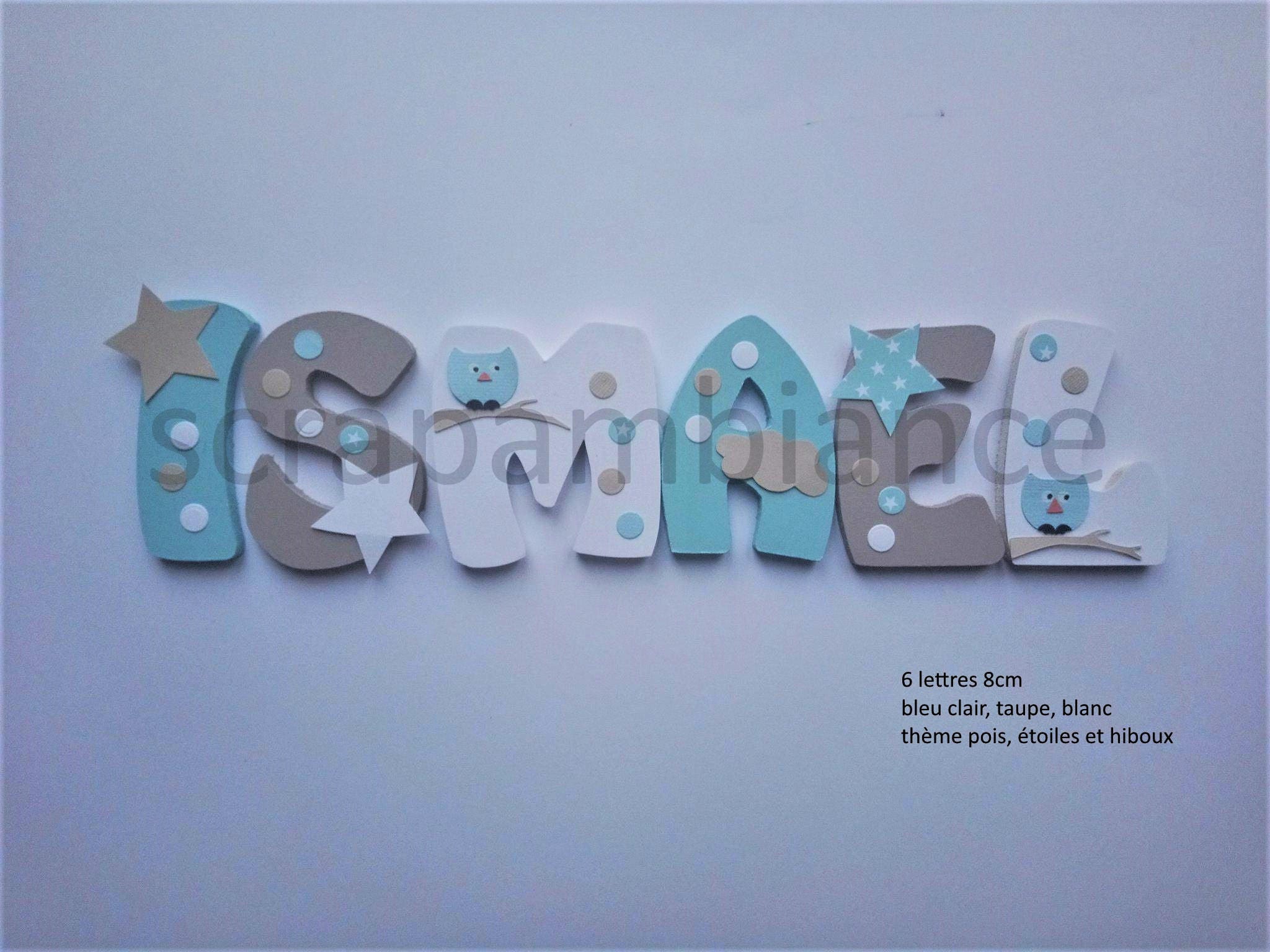 Lettre Prénom Bois /Lettre En/Bois/ Lettres Personnalisé Lettre Décorative de Porte Etoile et Pois