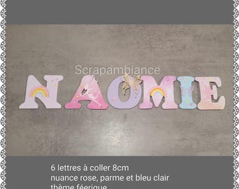 wooden letter/door plaque/personalized wooden letters/decorative letter/door name/rainbow, unicorn theme