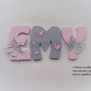 letra de nombre de madera / decoración de habitación para niños y bebés / nombre de madera / letra para pegar / letra decorativa tema mariposa