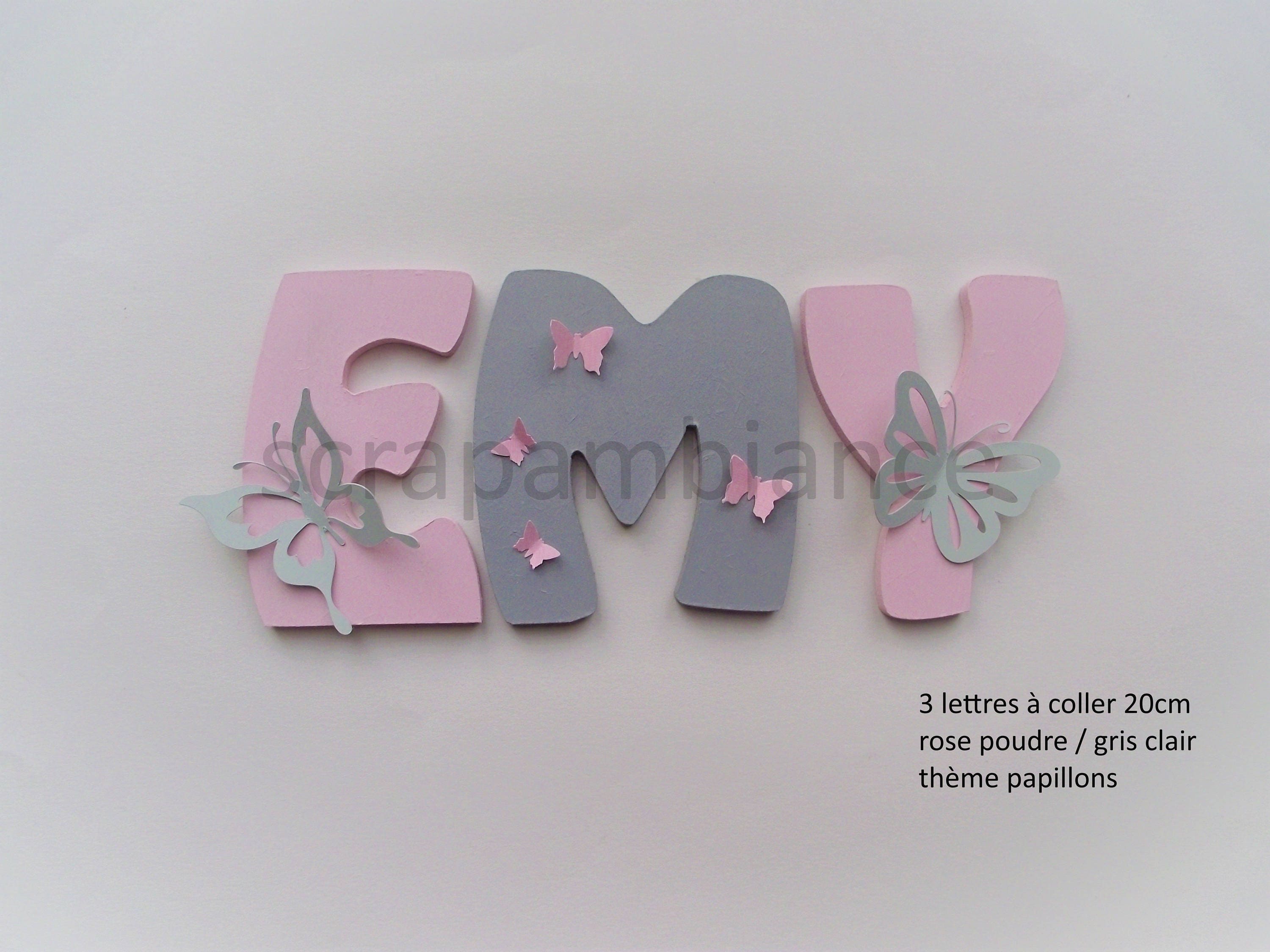 Lettre Prénom Bois/Décoration Chambre Enfant et Bébé en Lettre à Coller /Lettre Décorative Thème Pap