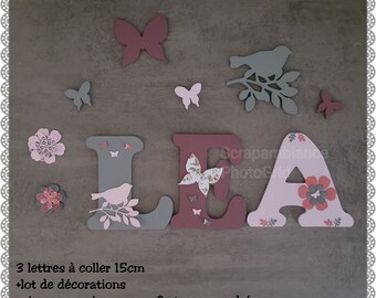 wooden first name letter, first name to stick, wooden first name, baby letter, personalized first name, door plaque, letter to stick, butterfly THEME