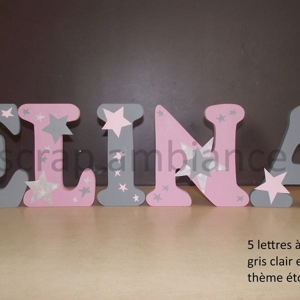 wooden letter, wooden first name, letter to put down, baby letter, personalized first name, star theme birth gift