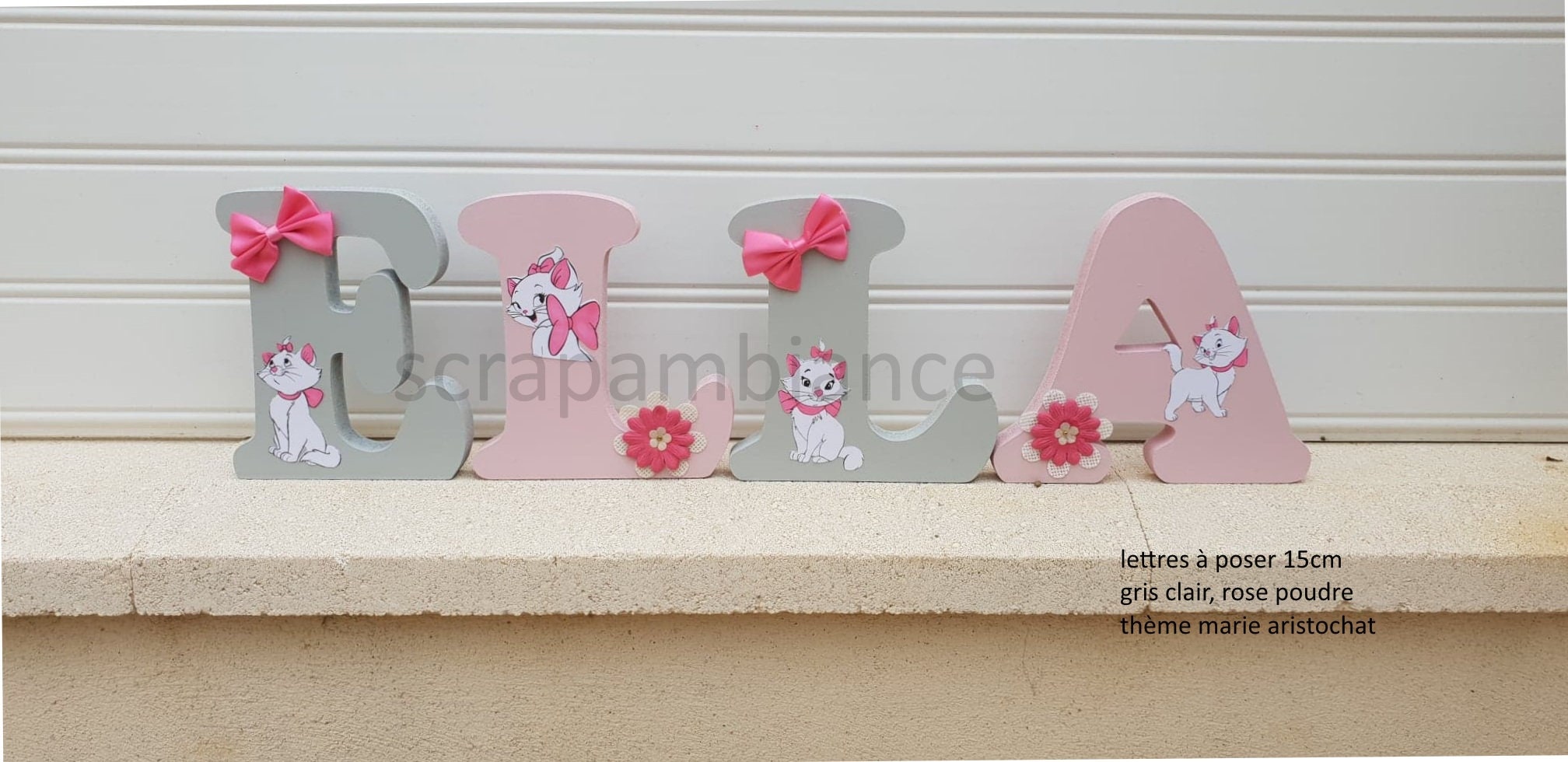 Lettre en Bois, Prénom Lettre à Poser, Lettres Décoratives Personnalisé Thème Marie Des Aristochats