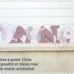 carta de madera, nombre de madera, carta para poner, carta de bebé, nombre personalizado, regalo de nacimiento tema marie