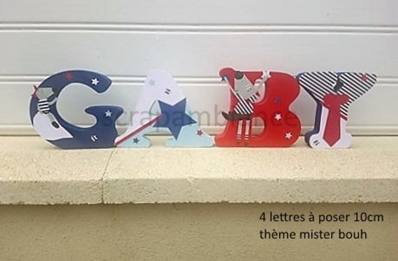 Lettre en Bois, Lettre Prénom Décoration Chambre Bébé, à Poser, Lettres Décoratives Personnalisé Thè