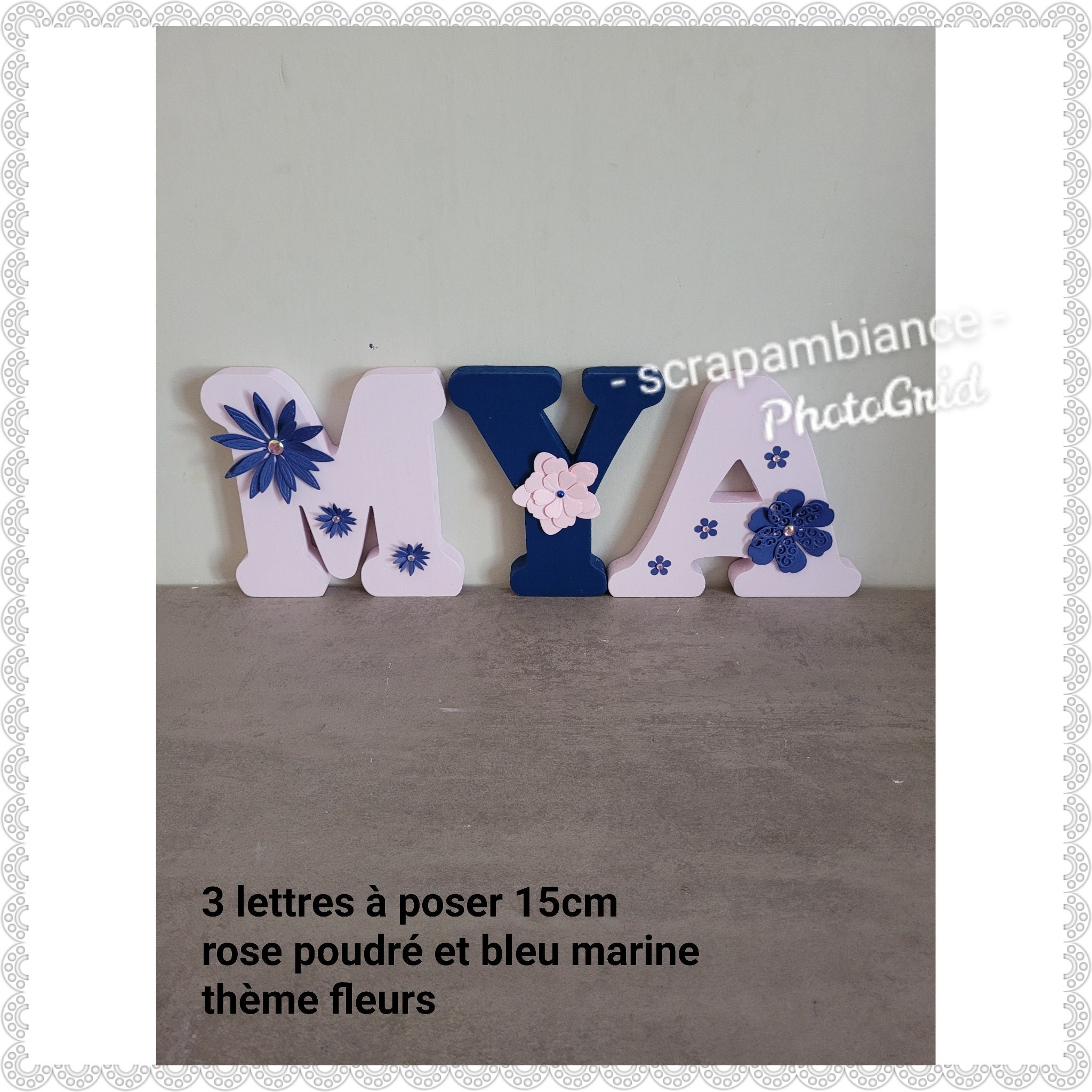 Lettre en Bois, Prénom Lettre à Poser, Poser Personnalisé Thème Fleurs