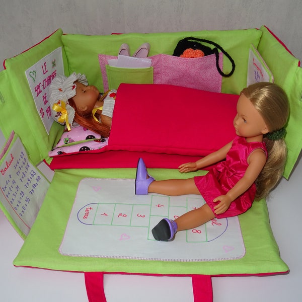 Tuto du sac-chambre : sac -  tapis de jeu - lit pour poupée 33cm