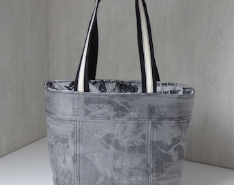 Small gray/black recycled fabric basket Journal