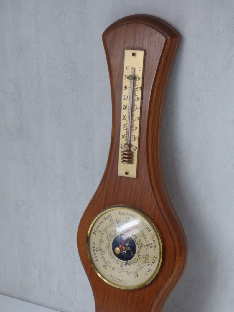 Baromètre Thermomètre bois Vintage image 4