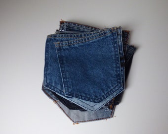 Set van 16 blauwe denimzakken