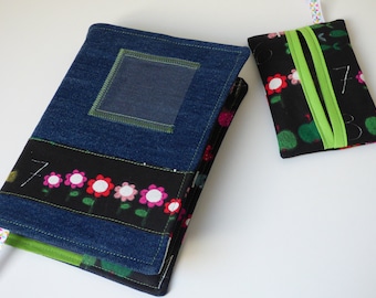 Dark blue denim school diary cover: the calculation with matching tissue pocket