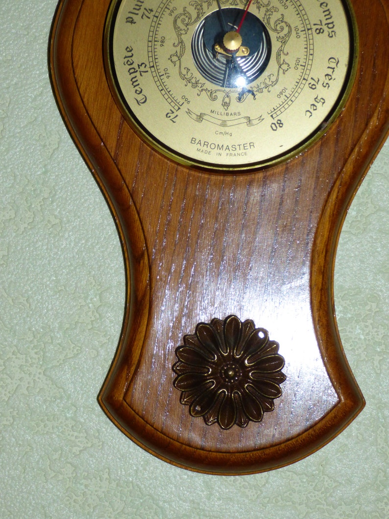 Baromètre Thermomètre bois Vintage image 6