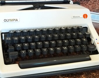 Green Olive Black Travel Typewriter Working Typewriter Green Typewriter Manual Typewriter Olympia Monica 70s Office Home Decor