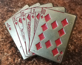 Vintage messing riemgesp Royal Flush, massief messing baron, 1975