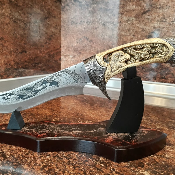 Jagdmesser Gravurmesser Einzigartige Klinge Einzigartiges Messer Handgefertigtes Messer Personalisierte Messer Geschenke für Ihn Benutzerdefinierte Messer Geschenk Jagddekor