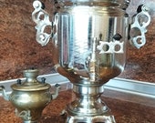 Vintage Beautiful Antique Electric SAMOVAR Metal 1983 Home Sweet Home Samovar Urn Tea Russian Nickel Plated Brass USSR TULA Gift for Her