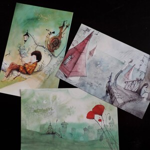 Grandes cartes postales - Lot de 3 -  images issues de mes livres ou projets de livres