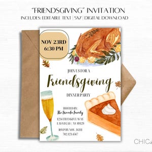 Friendsgiving Invitation | Friendsgiving Dinner Party | Thanksgiving | Digital Invite | Editable Evite | Canva Template | Instant Download
