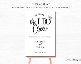 I Do Crew Welcome Sign | The “I Do Crew” Rehearsal Dinner | Welcome Sign | BBQ Rehearsal Dinner Invitation | Wedding BBQ