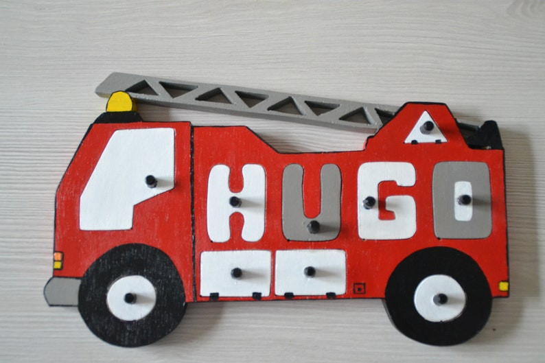 First name puzzle / Builtin Letters / Fire Truck / Etsy
